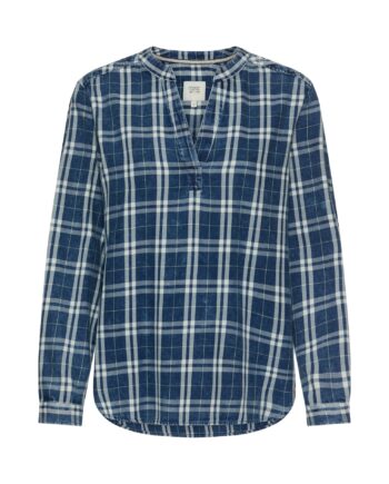 Karierte Schlupfbluse aus reiner Baumwolle von Camel Active