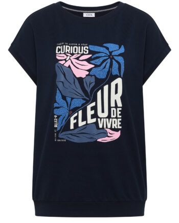 T-Shirt mit Boatneck und Frontprint von Cecil