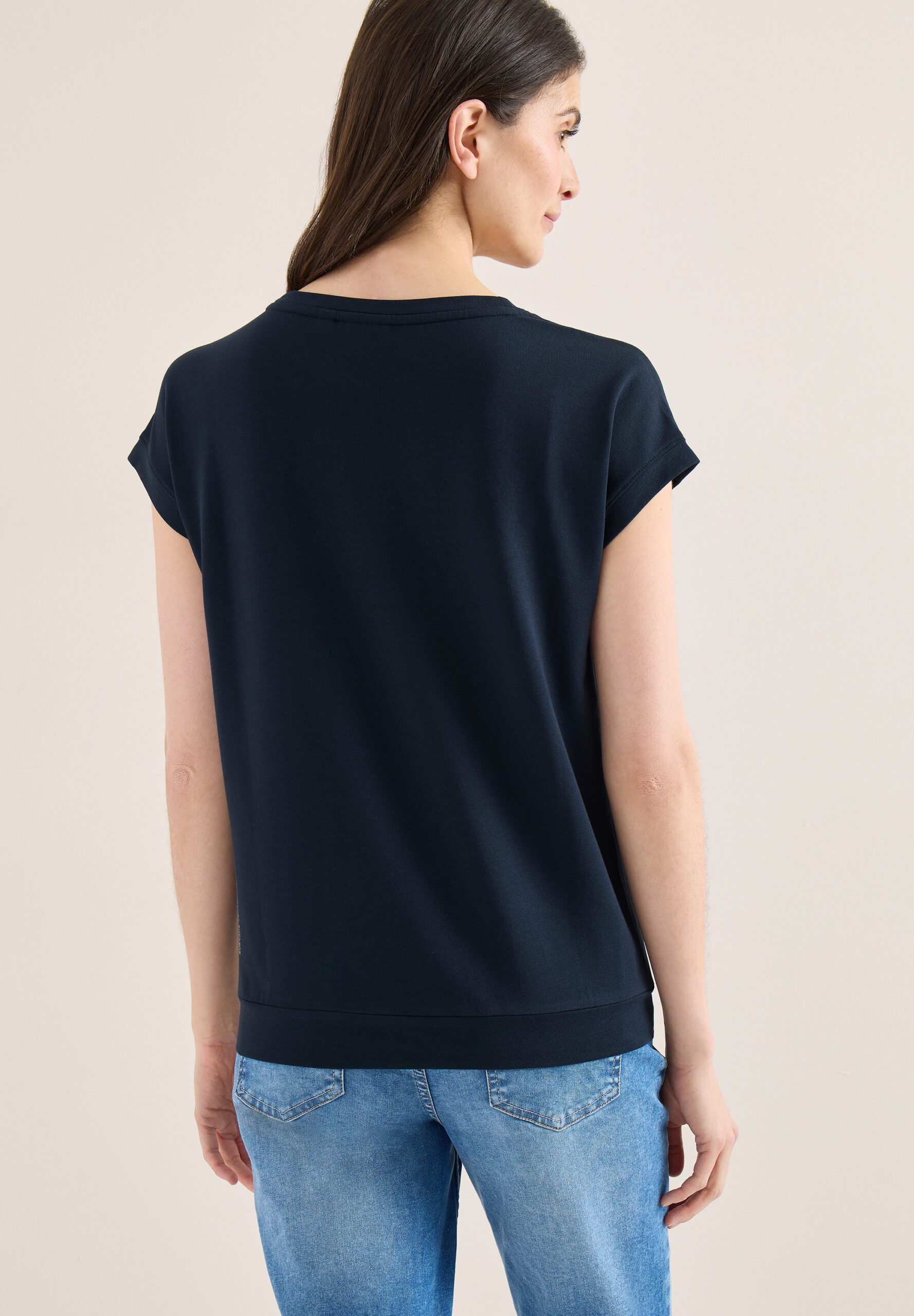 T-Shirt mit Boatneck und Frontprint von Cecil
