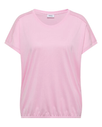 T-Shirt mit V-Neck und Spitzendetail von Cecil