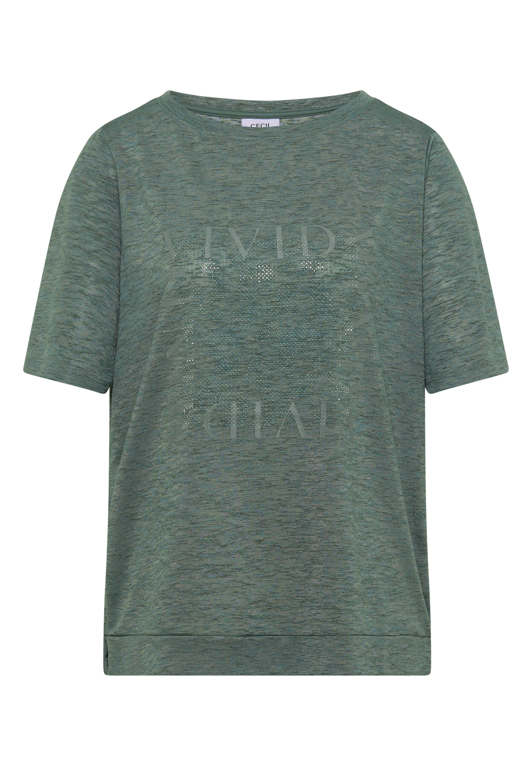 T-Shirt in Leinen-Optik mit Print von Cecil