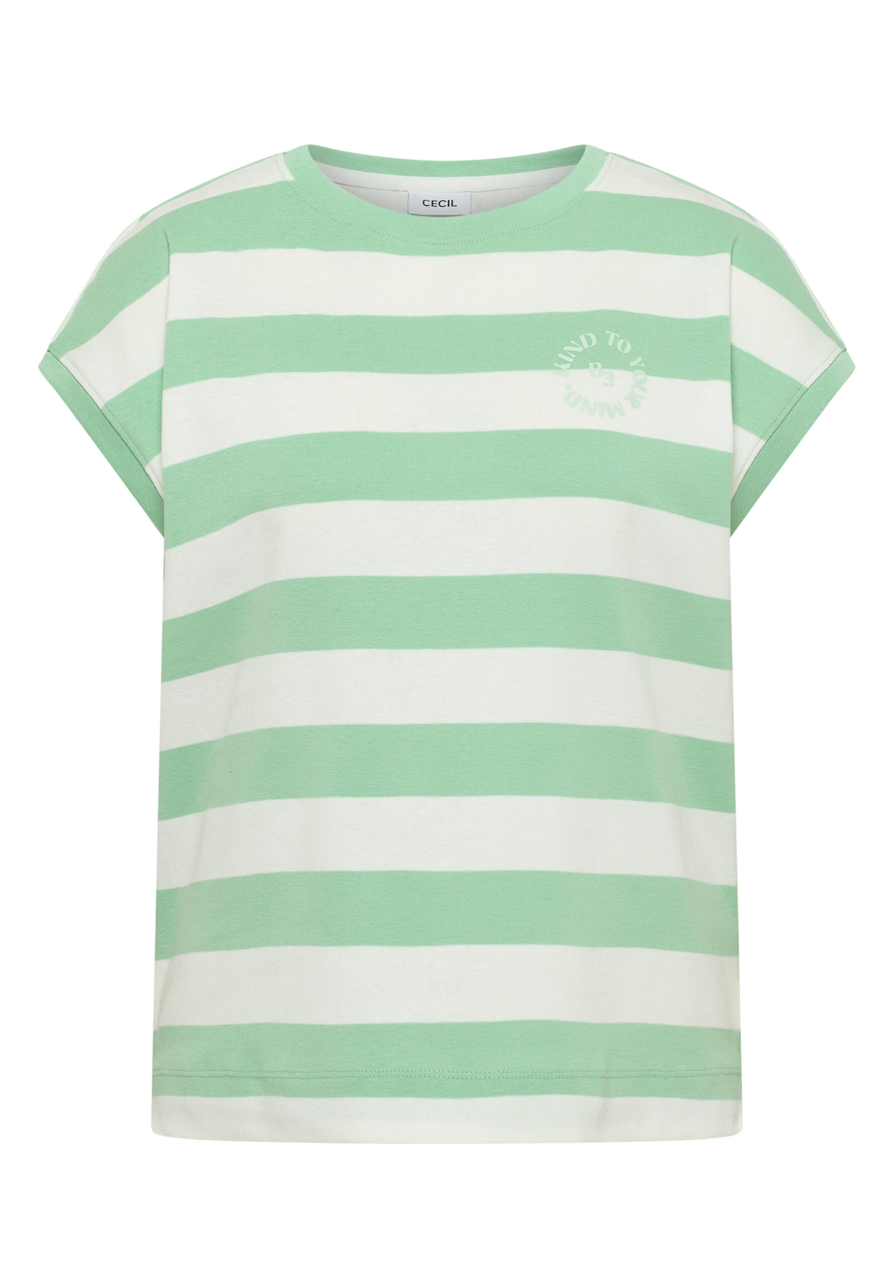 T-Shirt mit Streifen und Printdetail von Cecil