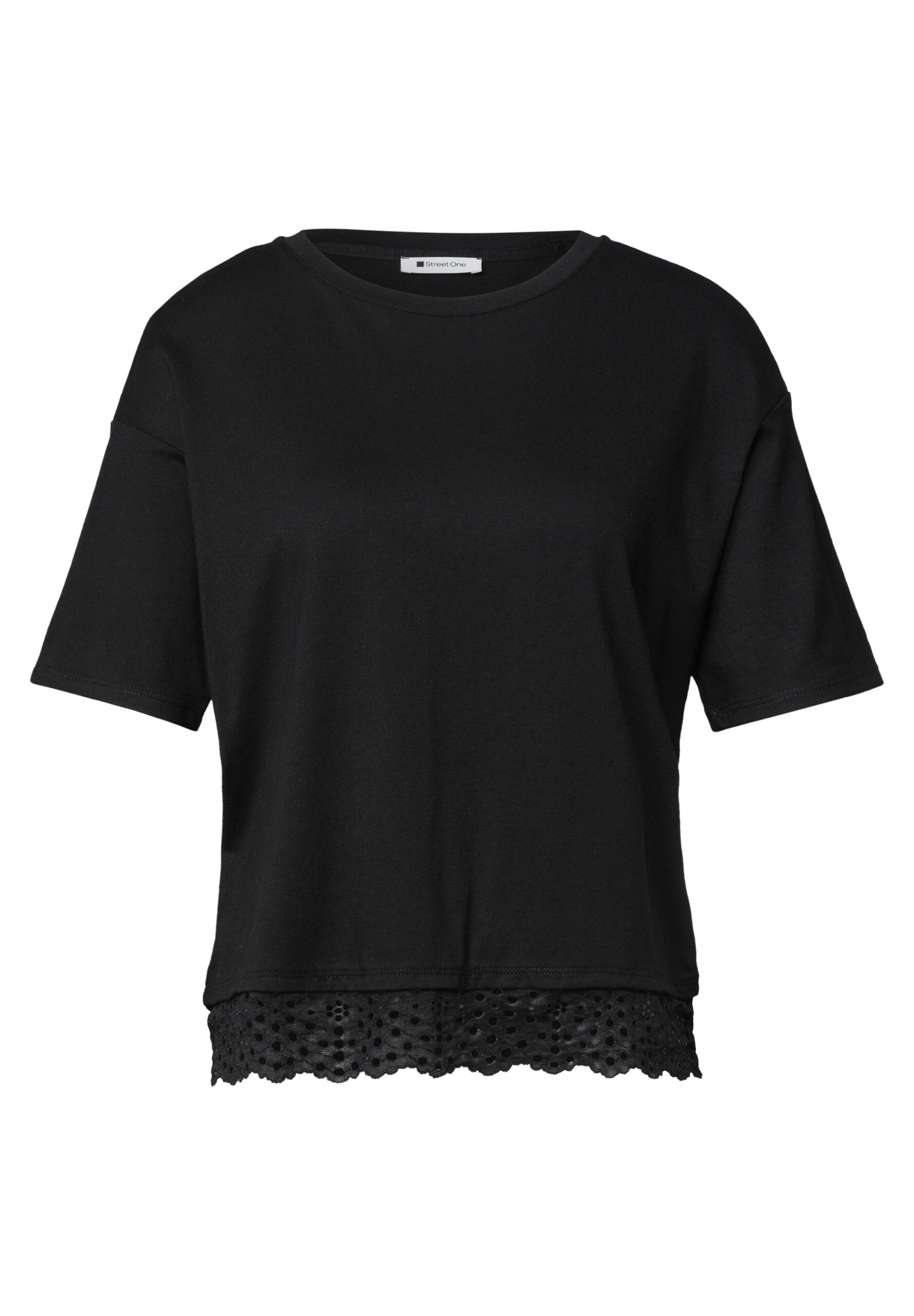 T-Shirt mit Rundhals und Spitze von Street One