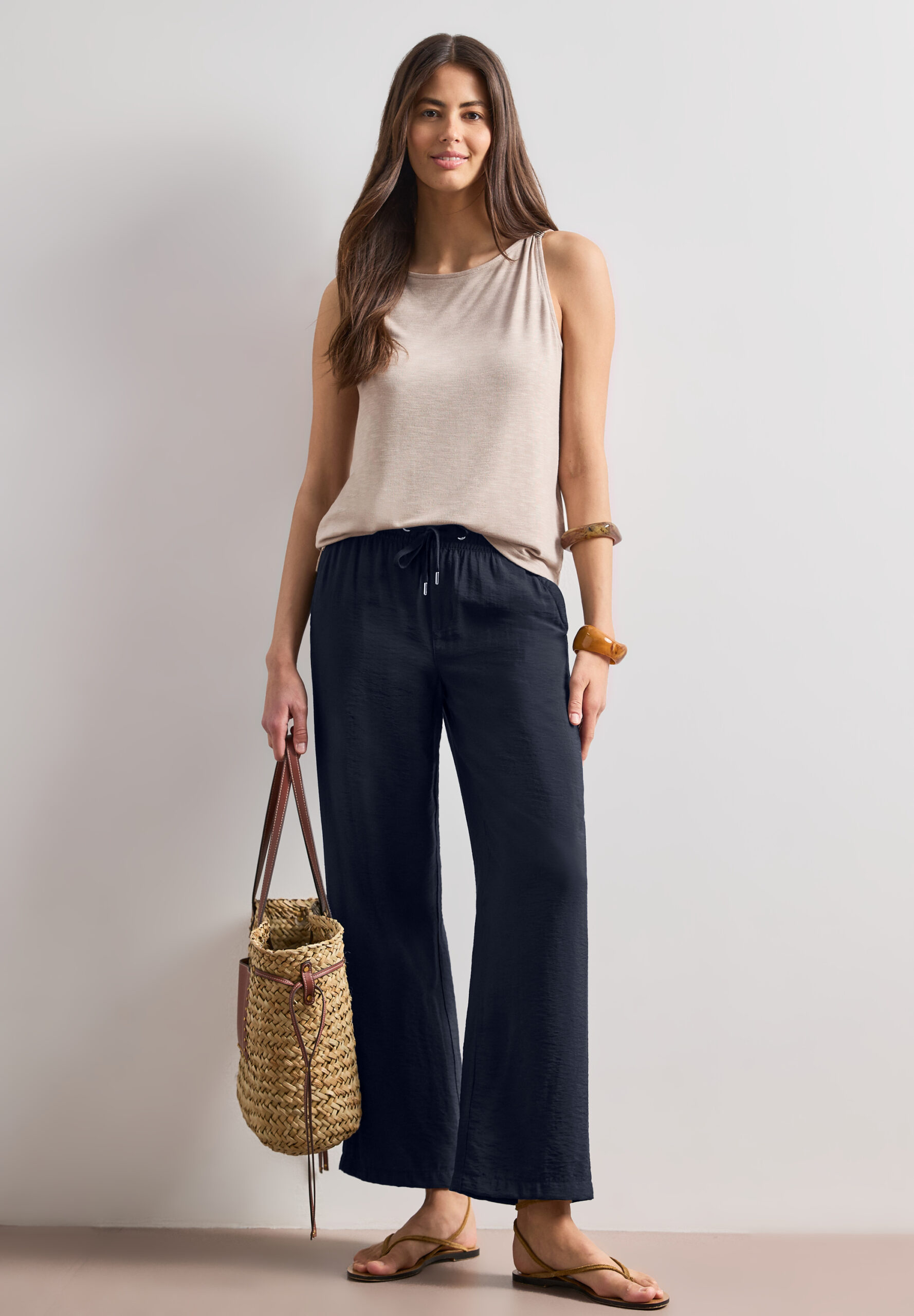 High Waist Wide Leg Hose im Loose Fit von Street One