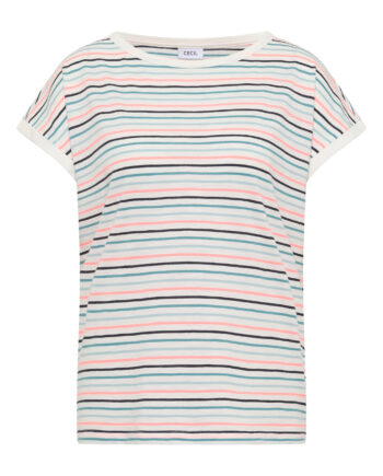 T-Shirt mit Boat Neck und Turn-Up-Detail von Cecil