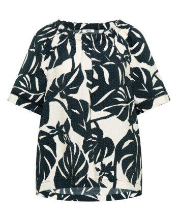 Carmen-Bluse mit Kurzarm und Blätterprint von Cecil