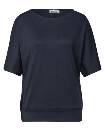 Basic Shirt mit Boat Neck und Elastikbund von Street one