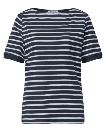 T-Shirt mit Boat Neck und Streifen von Street one