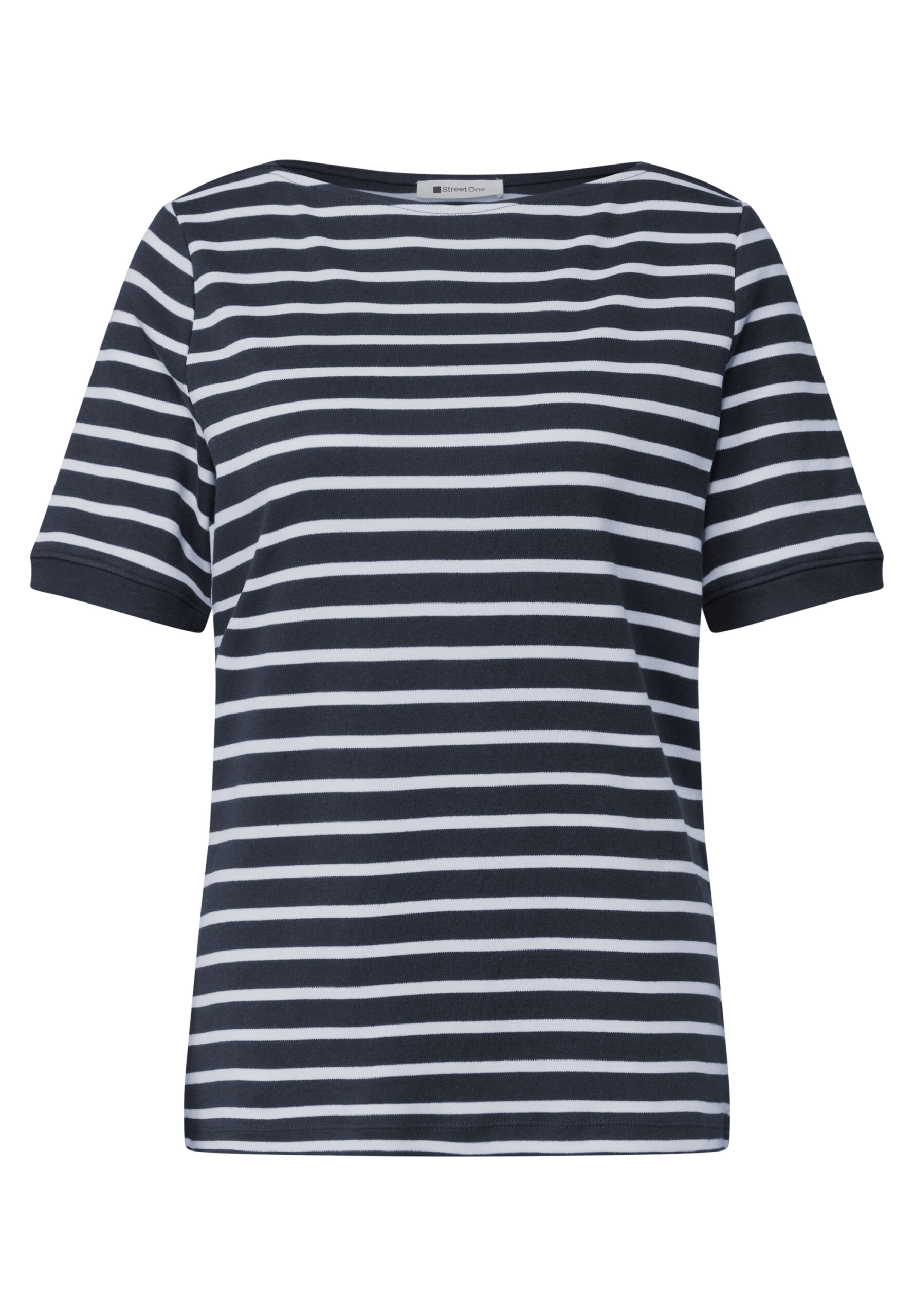 T-Shirt mit Boat Neck und Streifen von Street one
