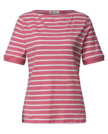 T-Shirt mit Boat Neck und Streifen von Street one