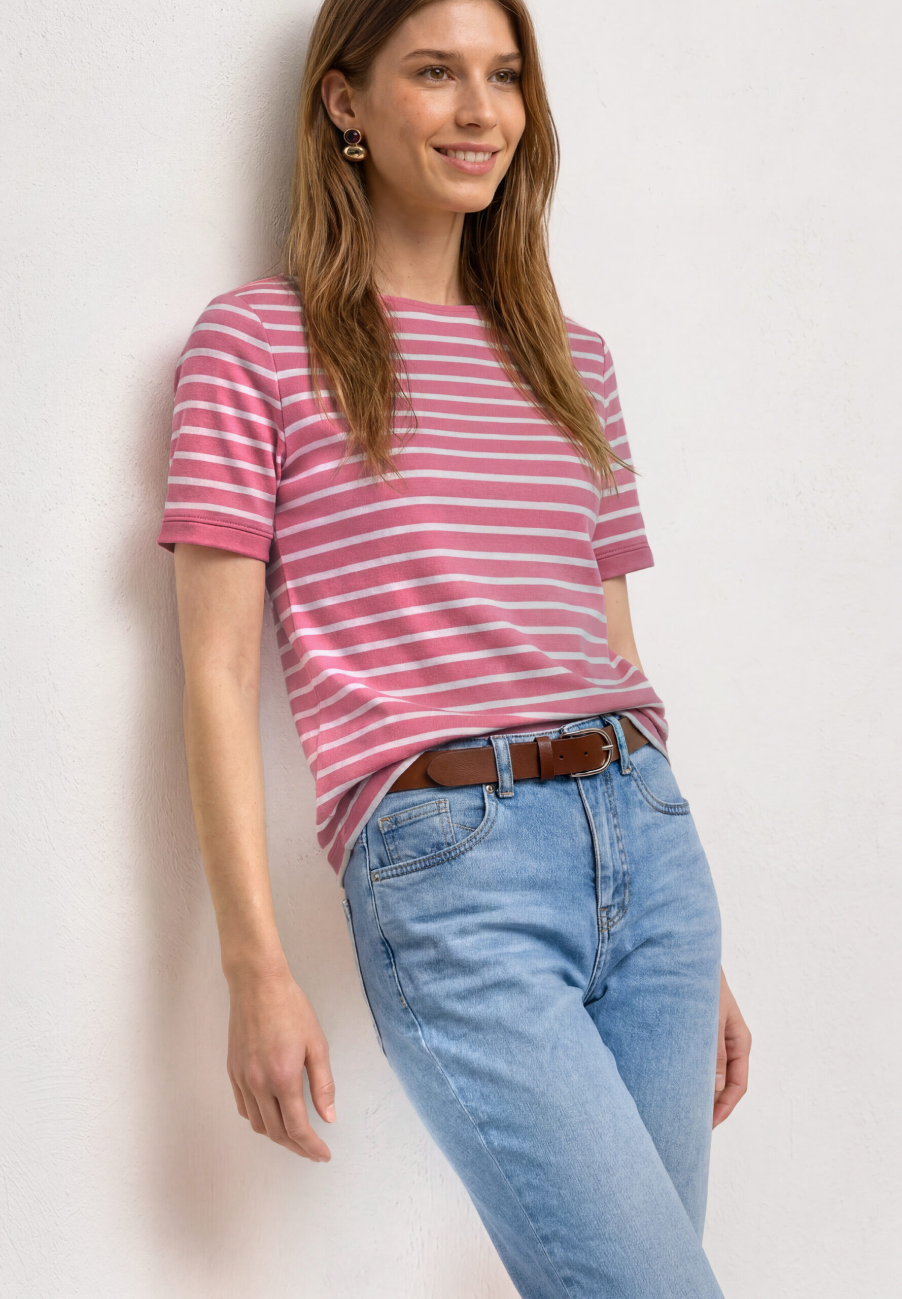 T-Shirt mit Boat Neck und Streifen von Street one