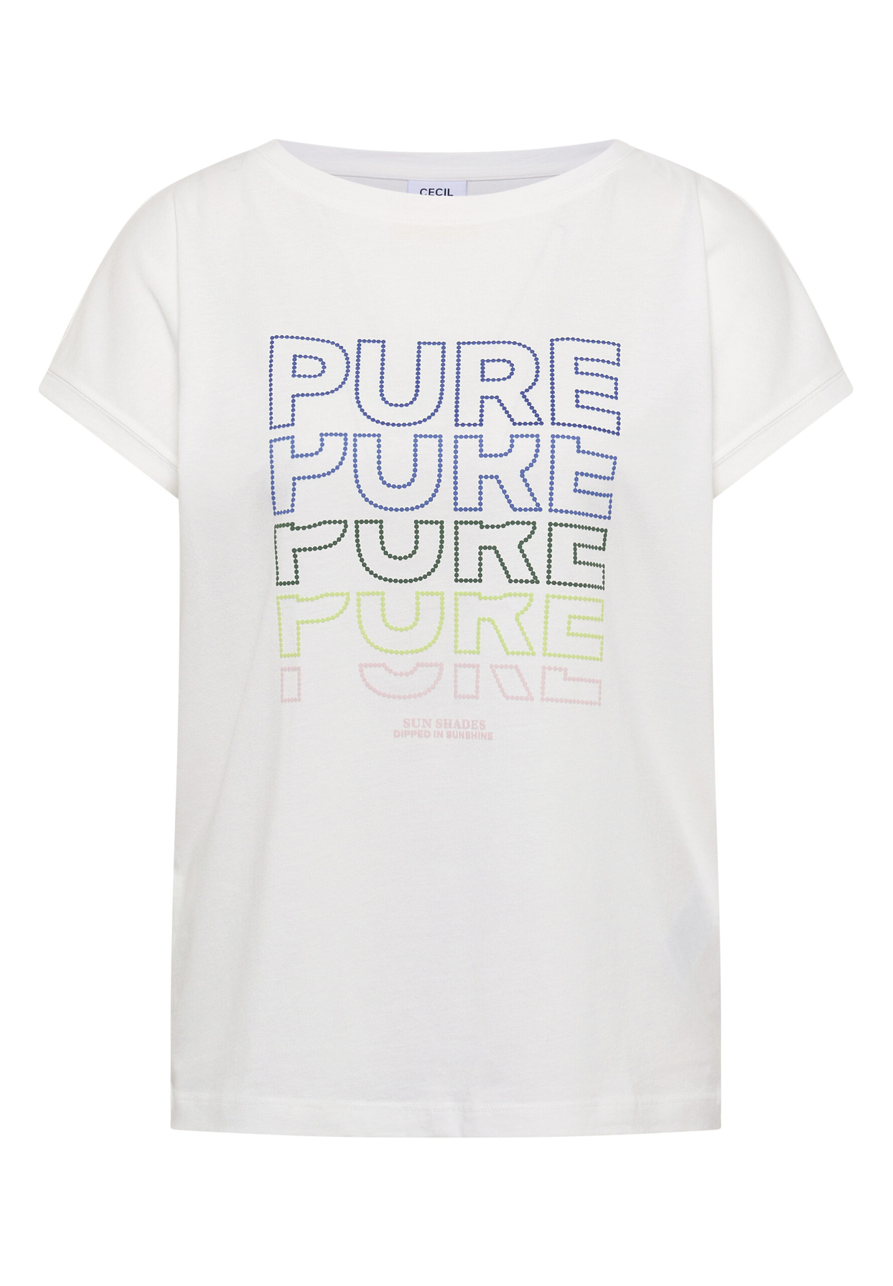 T-Shirt mit Boat Neck und Frontprint von Cecil