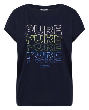 T-Shirt mit Boat Neck und Frontprint von Cecil