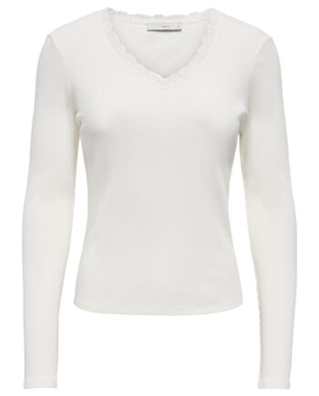 Rippshirt mit Spitze von Only