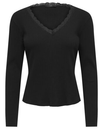 Rippshirt mit Spitze von Only