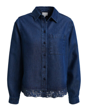 Jeansbluse mit Spitzendetails von Milano