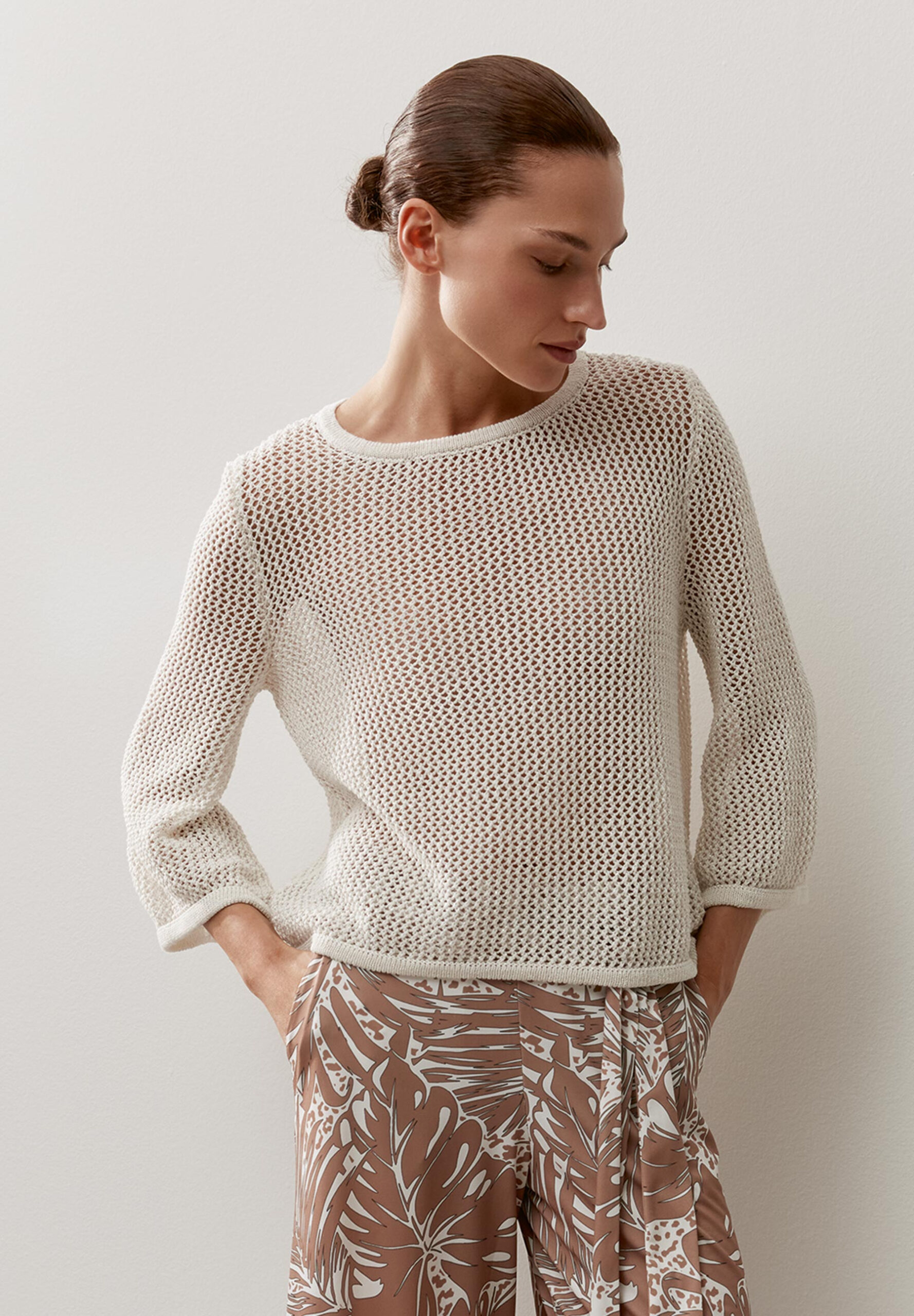 Ajour-Pullover mit Glanzeffekt von More & More