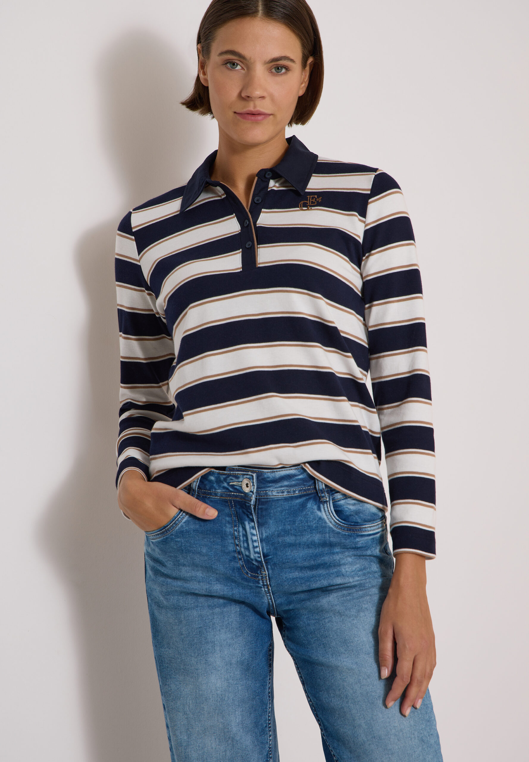 Langarm Poloshirt mit Knöpfen von Cecil
