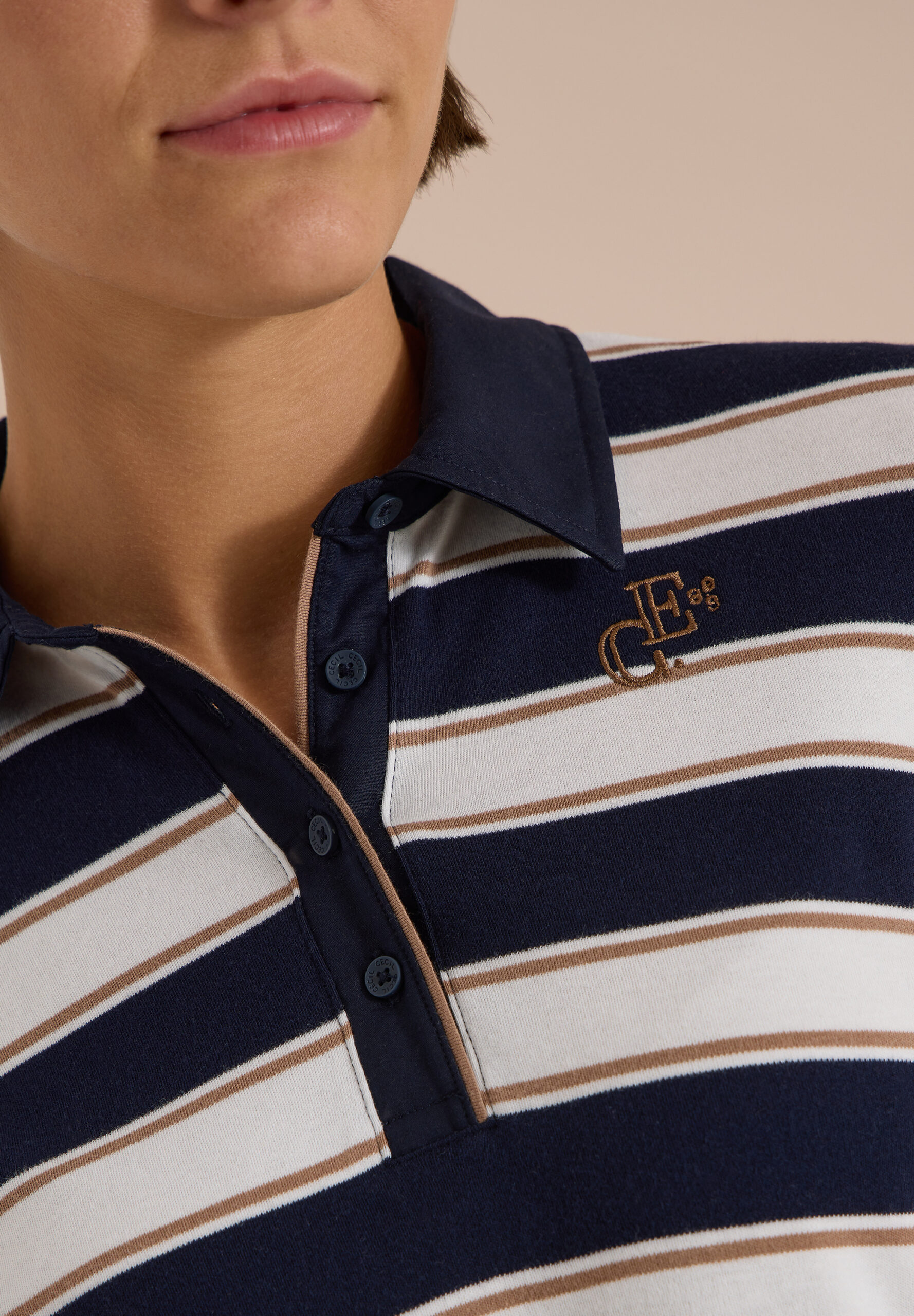 Langarm Poloshirt mit Knöpfen von Cecil