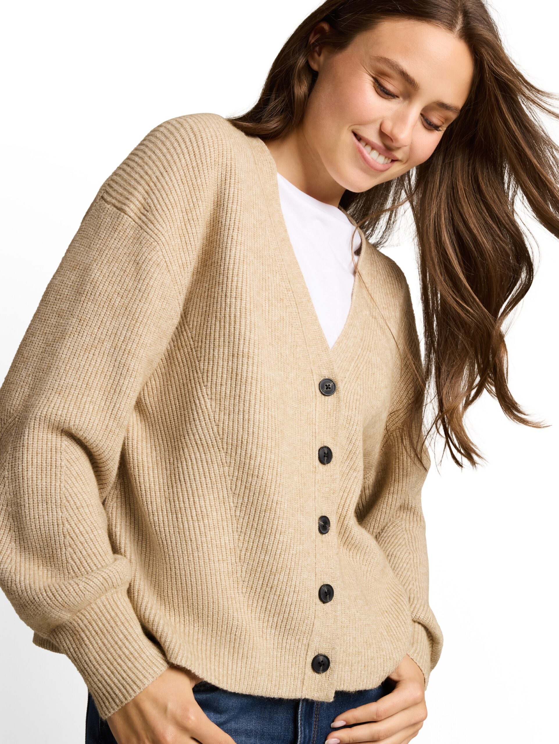 Oversize Cardigan mit V-Ausschnitt von Tom Tailor
