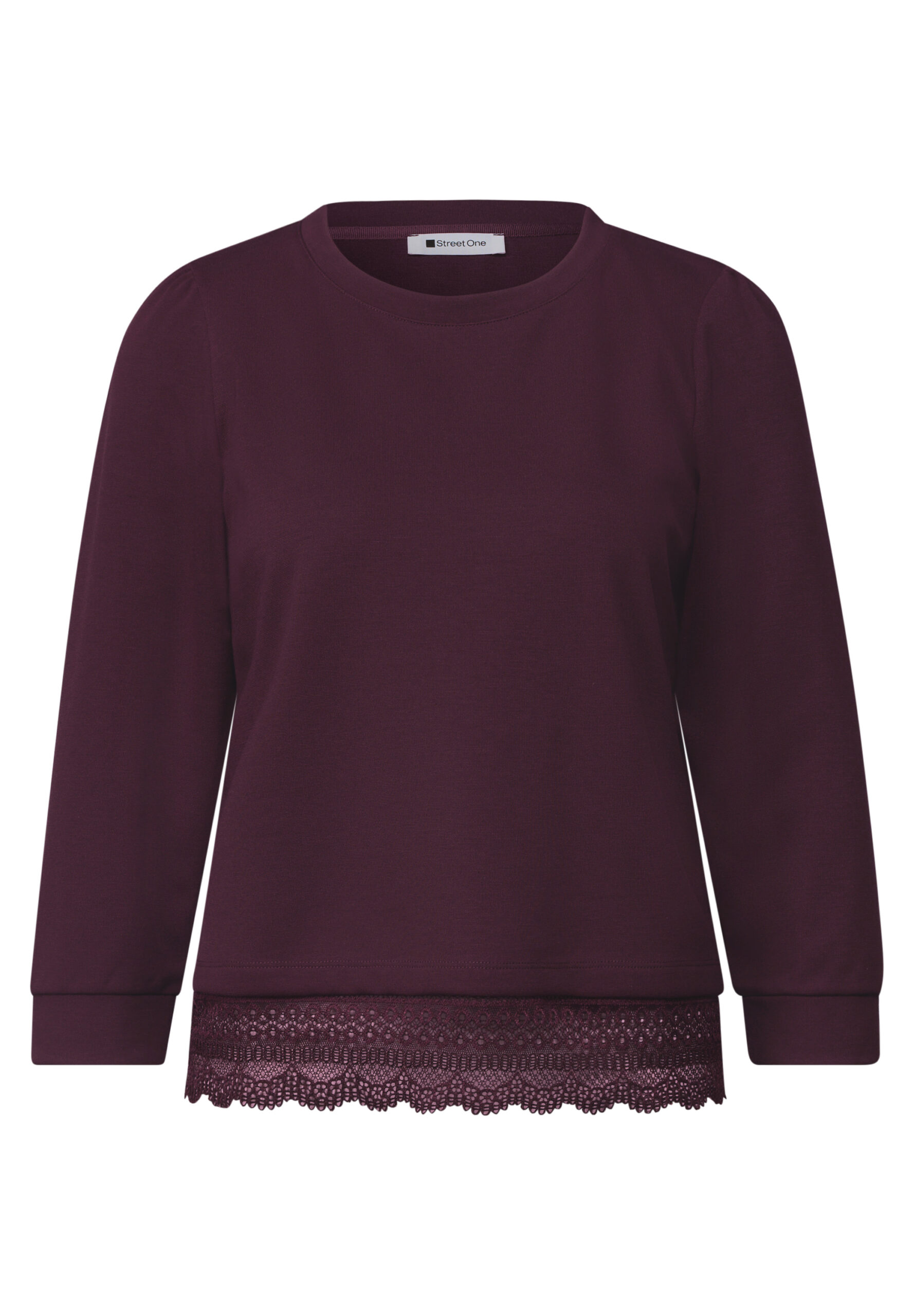 3/4-Arm Shirt mit Spitzenkante am Saum von Street One