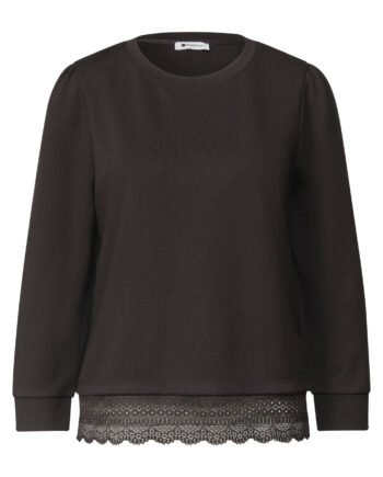 3/4-Arm Shirt mit Spitzenkante am Saum von Street One