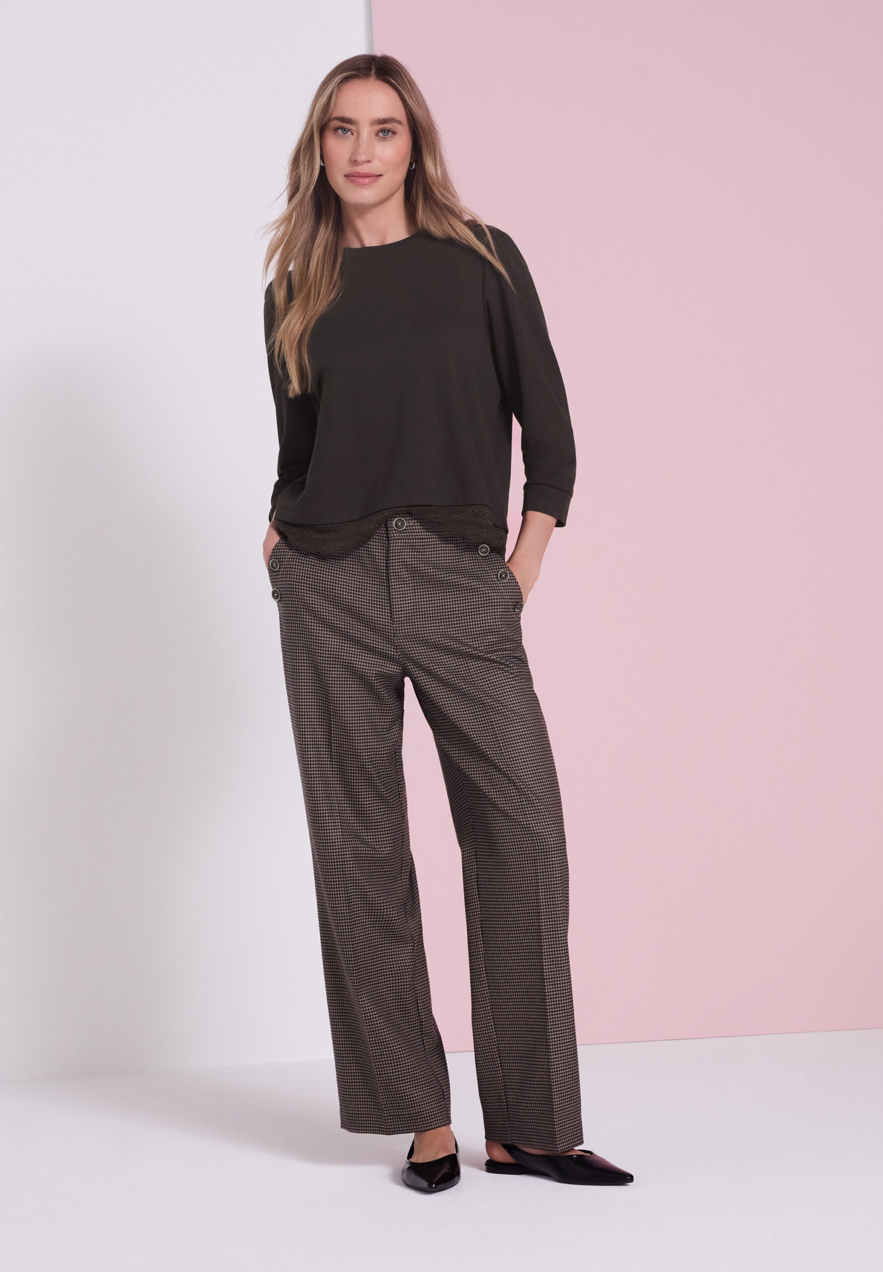 3/4-Arm Shirt mit Spitzenkante am Saum von Street One