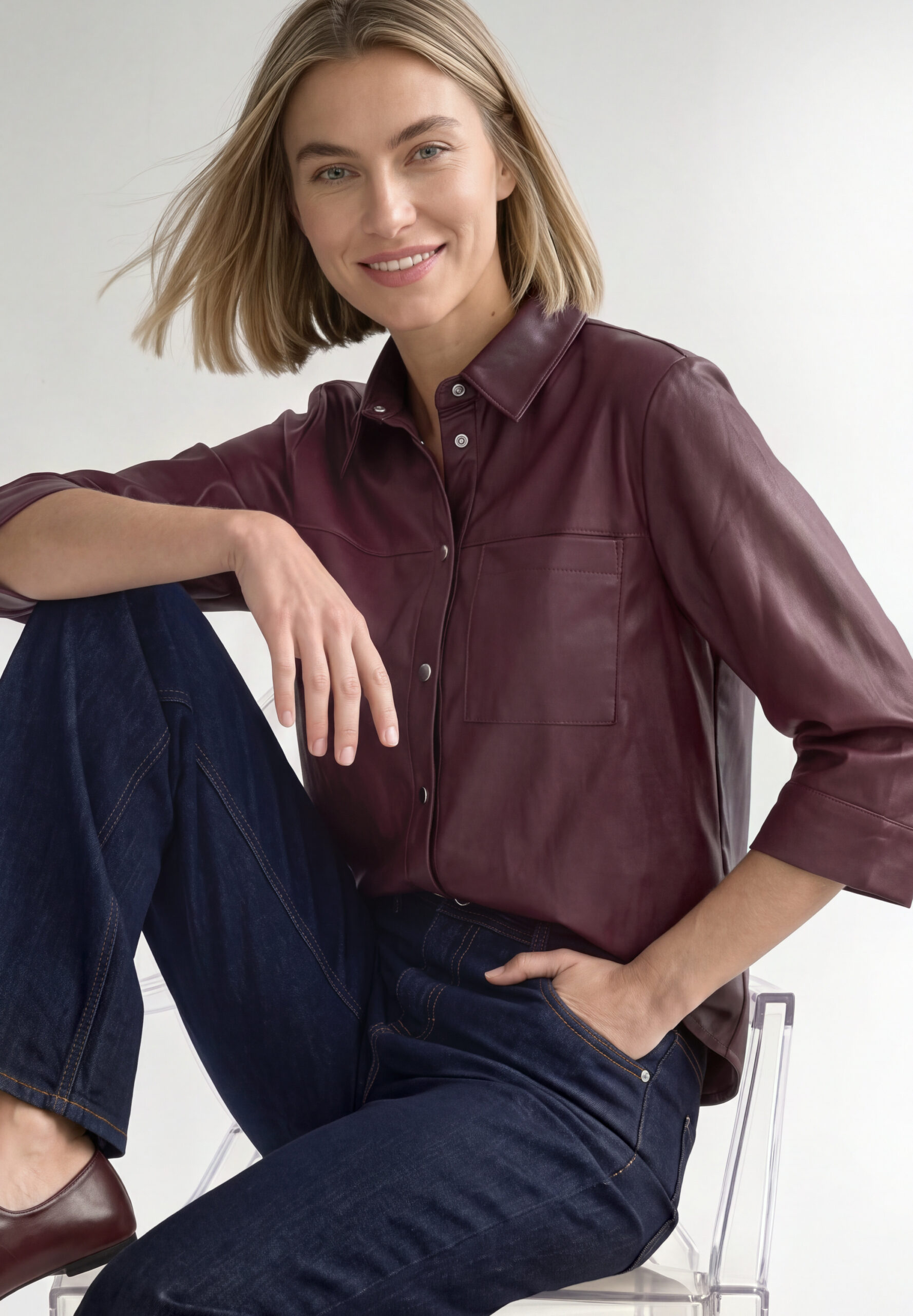 3/4-Arm Hemdbluse im Leder-Look von Street one