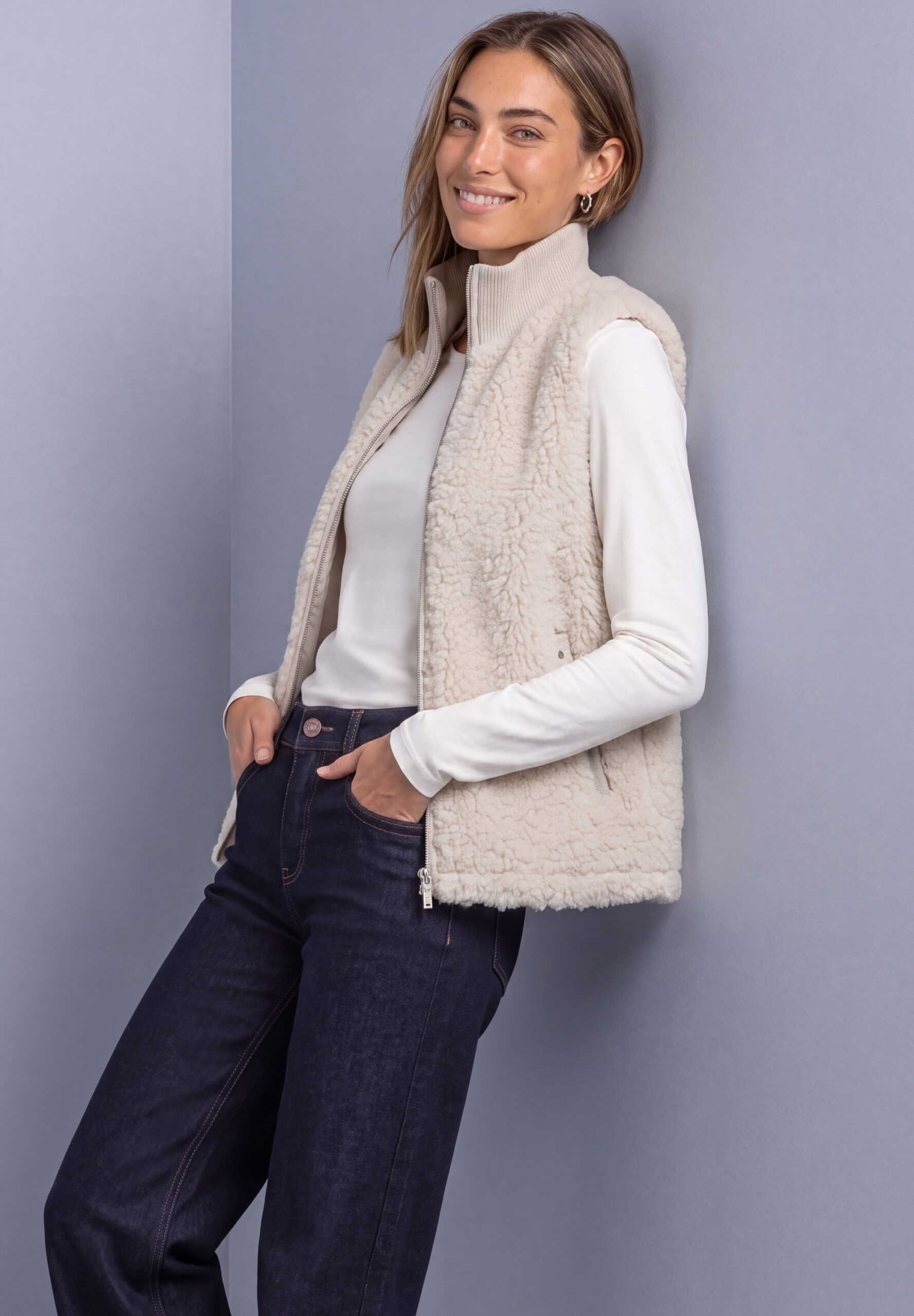Teddyweste mit Strickdetails von Street one