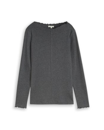 Langarmshirt mit gewelltem Kragen von Tom Tailor