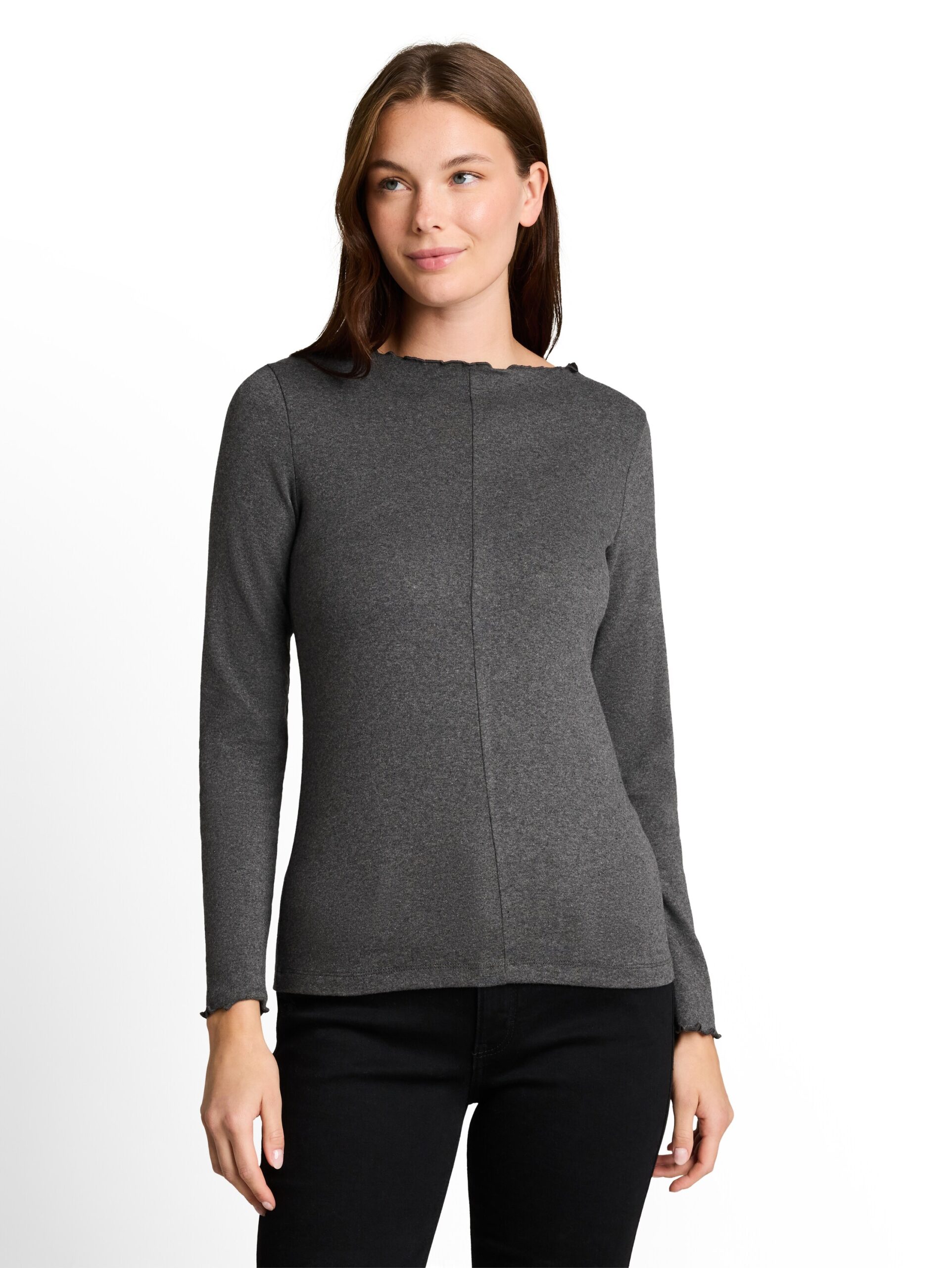 Langarmshirt mit gewelltem Kragen von Tom Tailor