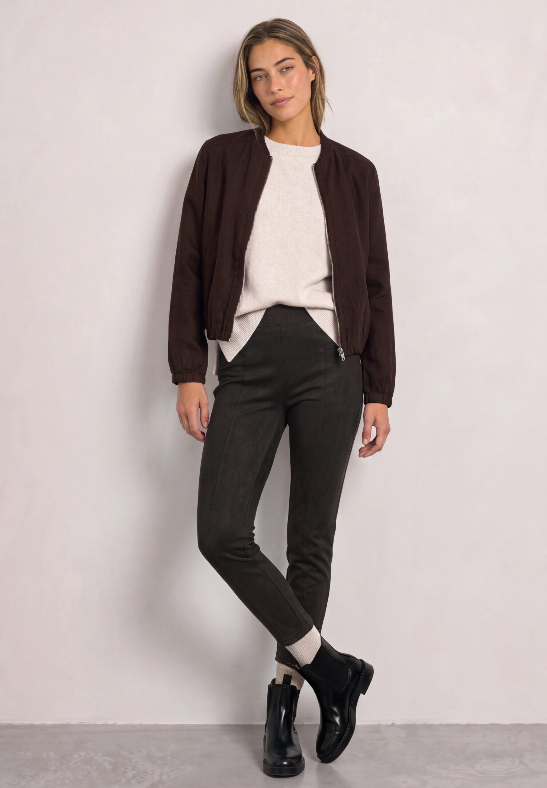 Skinny Fit Hose aus Velours von Street one