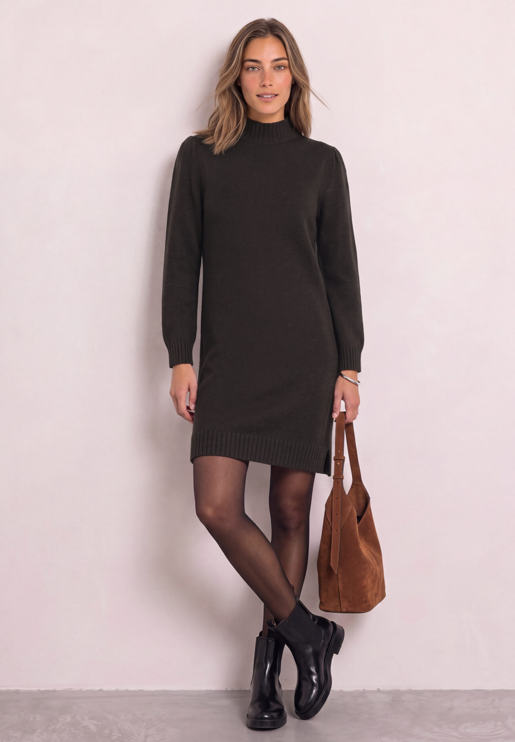 Knielanges Strickkleid mit Turtle Neck von Street one