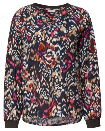 Langarm Bluse mit Split Neck und Print von Cecil